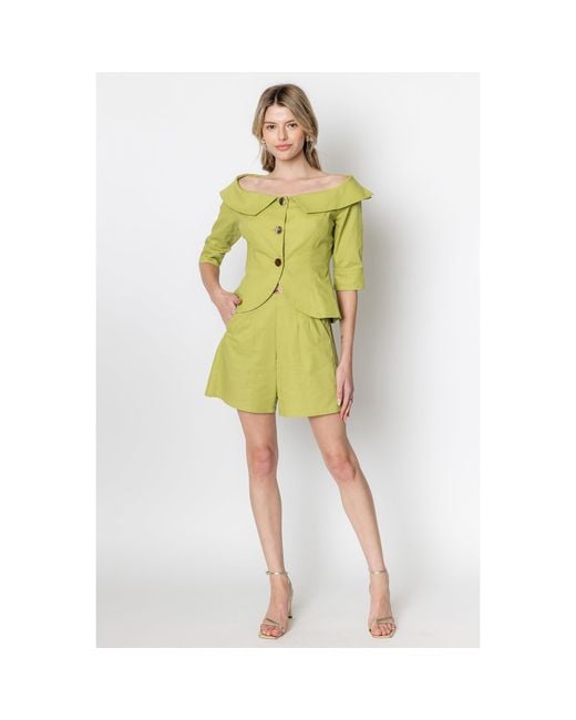 Zetaye Yellow Celeste Linen Cotton Blazer