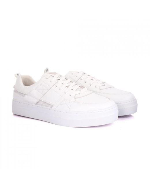DAVID WEJ White Leather Sneakers With Mesh for men
