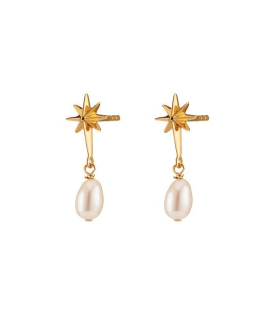 Scream Pretty Metallic Angel Star & Pearl Drop Stud Earrings