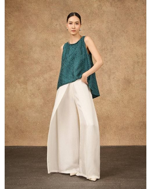 Silk and Bears White Ophelia Ivory Mist Wide Leg Palazzo Trousers