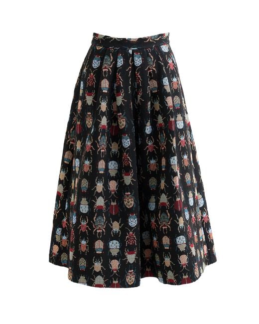 Louche Black Pasadena Beetlejuice Midi Skirt