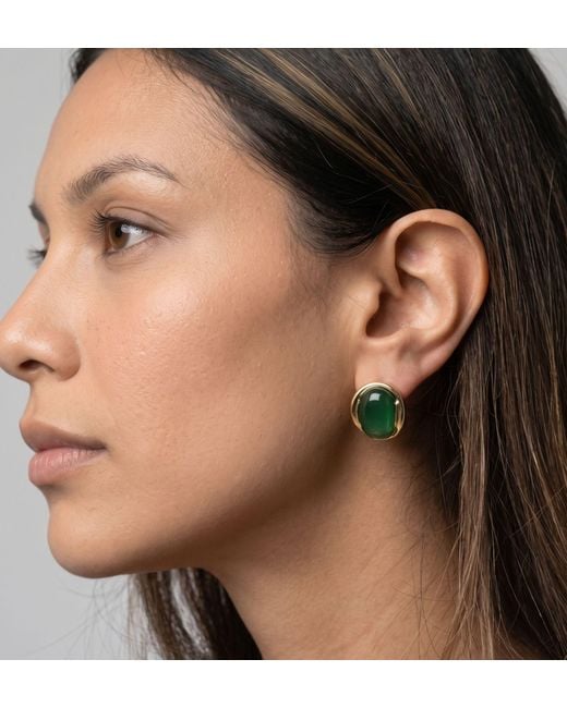Uchi and Soto Green Enso Stone Stud Earrings