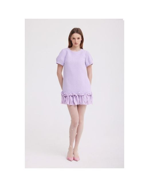 Georgette Purple Tweed Mini Dress