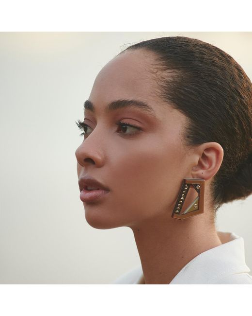 Gissa Bicalho Brown Acrylic Handmade Earring Faceted Cinnamon