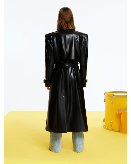 Nocturne Black Belted Oversized Leather Trench