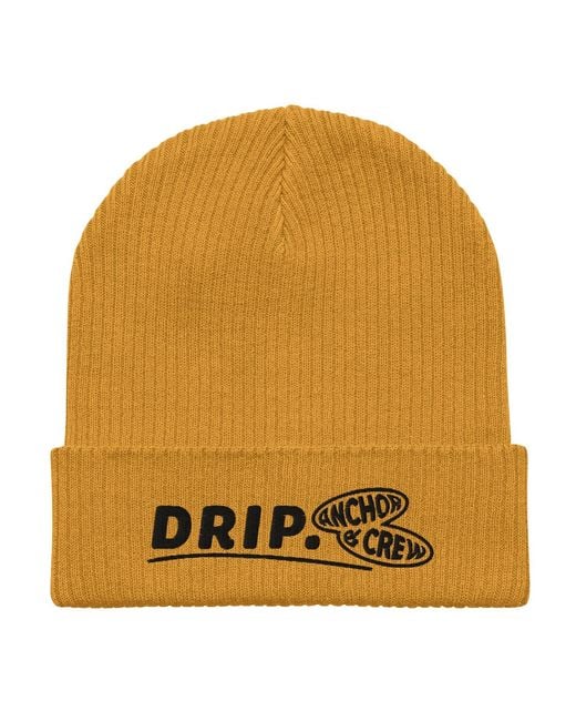 Anchor and Crew Yellow Mustard Drip Gen. Organic Cotton Embroidered Beanie