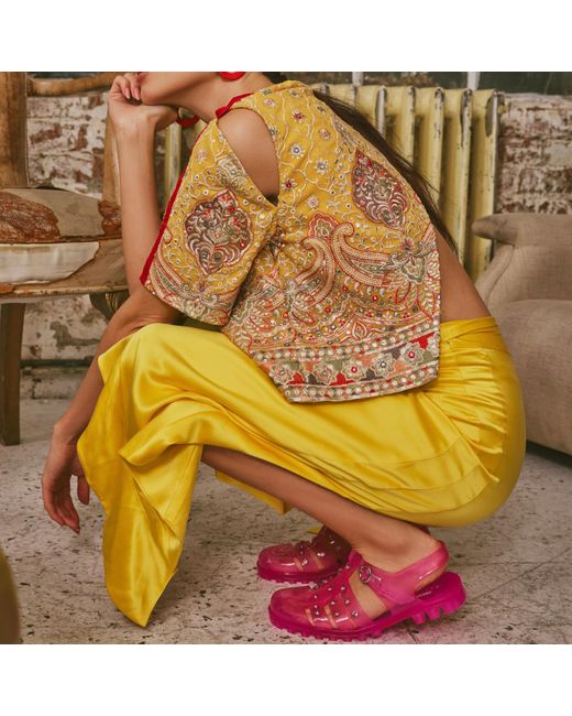 Emma Wallace Yellow Sakura Wrap Skirt