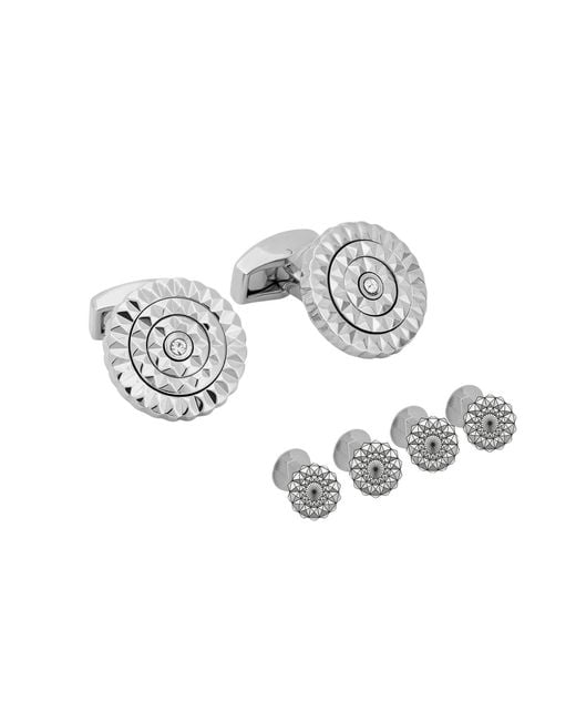 Tateossian Metallic Palladium Plated Diamond Giza Round Stud Set for men