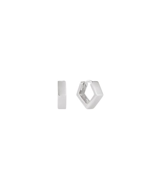 Vanhi White Judith Hexagon Angular Huggies