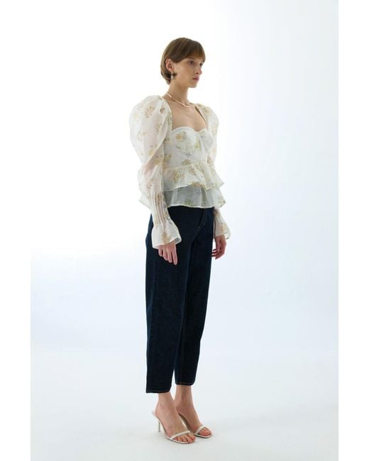 We Are Kindred White Cynthia Silk Long Sleeve Top