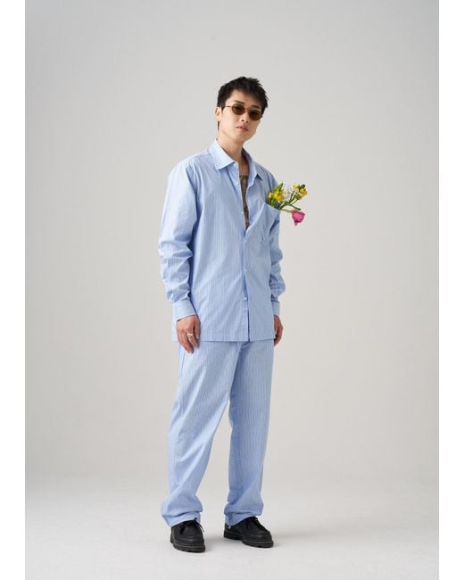Éclectique Blue Striped Casual Pants for men