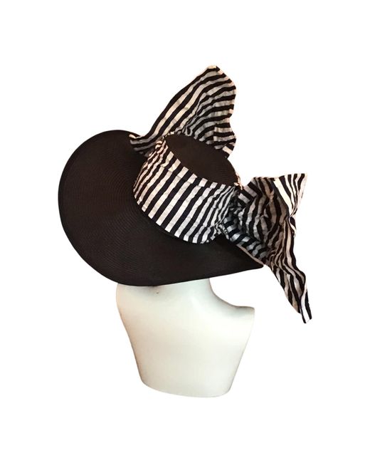 Romer Millinery Fine Straw Race Day Hat With Oversized Bow in Black ...