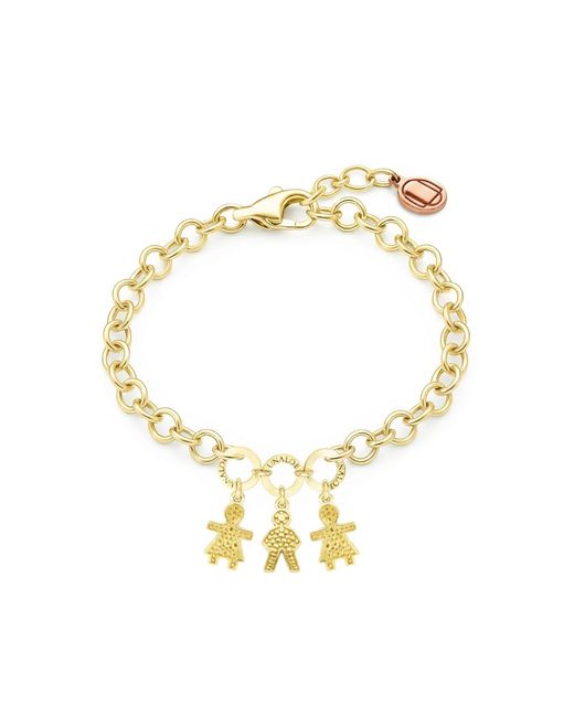 Unaloe Metallic Adjustable Plated Mom Bracelet With Three Charms Two Girls And One Boy Perfect Gift For Moms