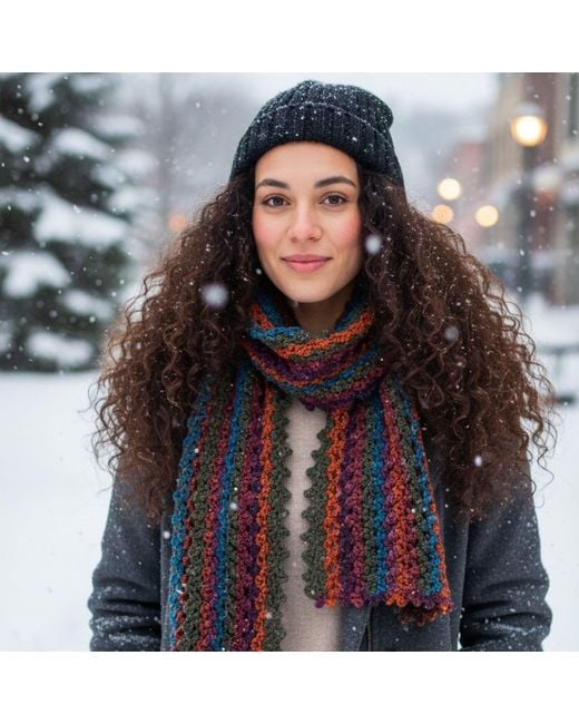 Springmoonatelier Handmade Knitted Multicolored Winter Scarf