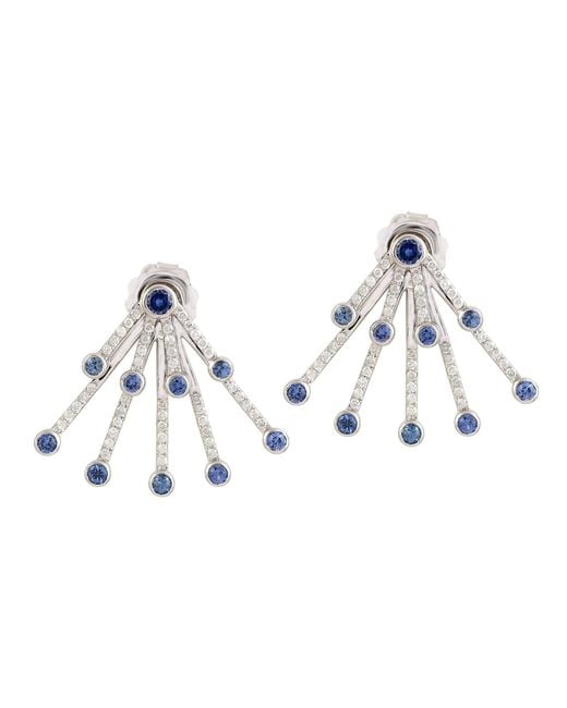 Artisan Blue Sapphire Diamond Ear Jacket Earrings In Gold