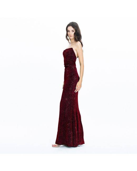 Angelika Jozefczyk Red Moon Shimmering Evening Gown Burgundy