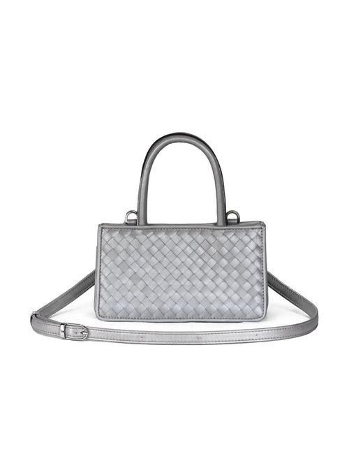 F3Rog by Rana Gray Woven Leather Crossbody Piraye Bag
