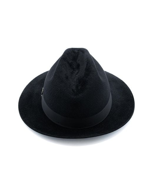 DORIA 1905 Black Smooth Lapin Felt Fedora Hat for men