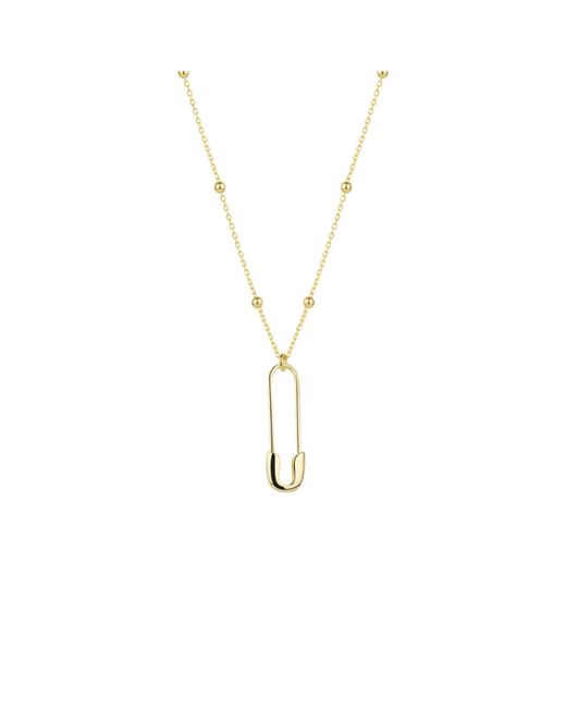 Spero London Metallic Sterling Safety Pin Necklace With Beaded Satellite Chain