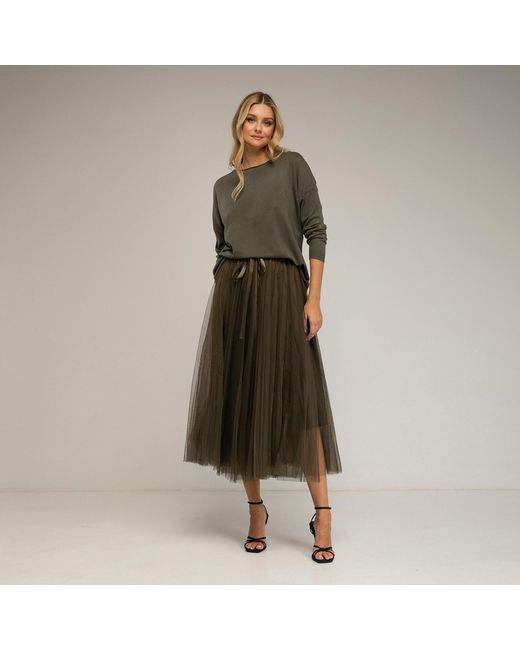 Tantra Spain Sl Brown Tulle Skirt With Multiple Layers And A-Line Cut With Elastic Waistband