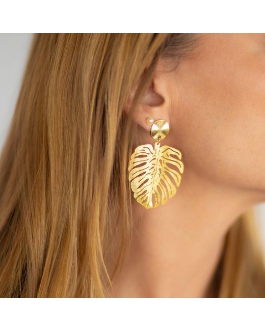 Nart Nature Making Art Metallic The Metal Monstera Earrings