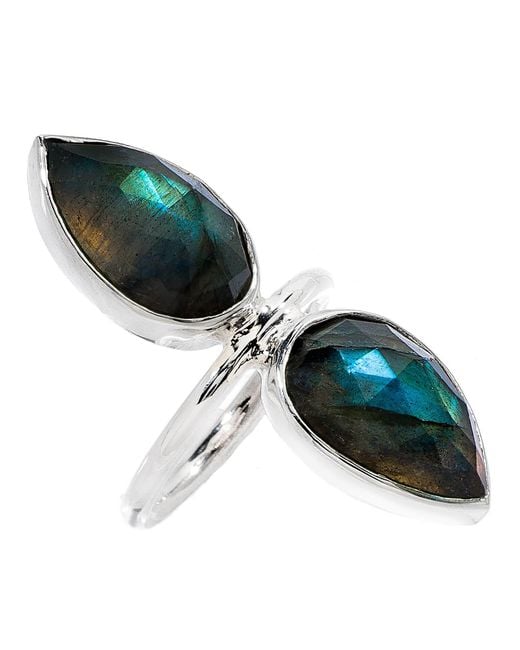 Heather Hawkins Jewelry Green Double Lotus Beauty Semi-Precious Custom Cut Gemstone Ring