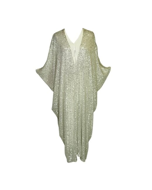 Jennafer Grace Green Platinum Sequin Kaftan Caftan Dress
