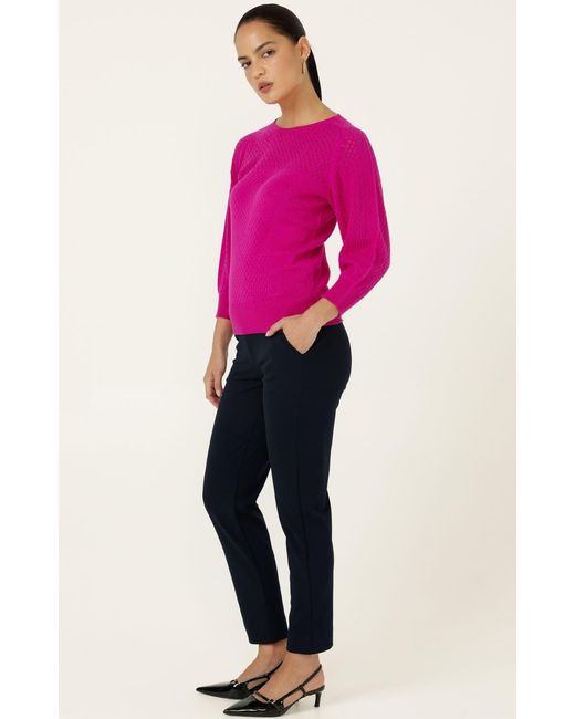 SACHA DRAKE Purple Three Quarter Sleeve Ripple Knit Top