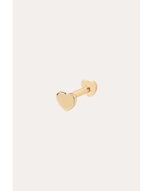 Vanhi Metallic 14K Solid Heart Flat Back Stud