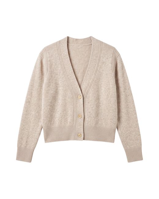 Brodie Cashmere Natural Boxy Cropped Cashmere Cardi
