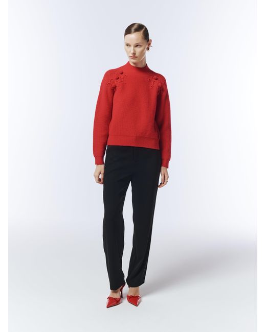 Sour Figs Red Shoulder-Detail Bobble-Knit Jumper