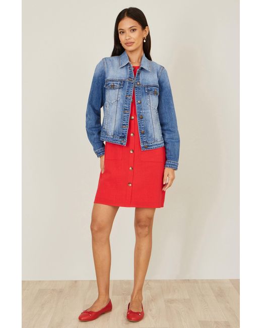 Yumi' Blue Stretch Washed Denim Jacket