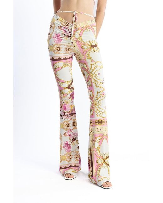 No'design Pink Sway Ruched Flared Pants