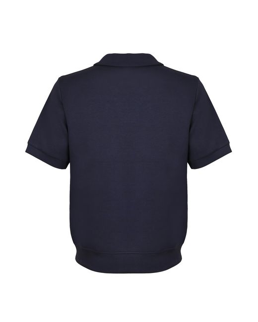 DAVID WEJ Blue Enzo Cotton V-Neck Polo for men