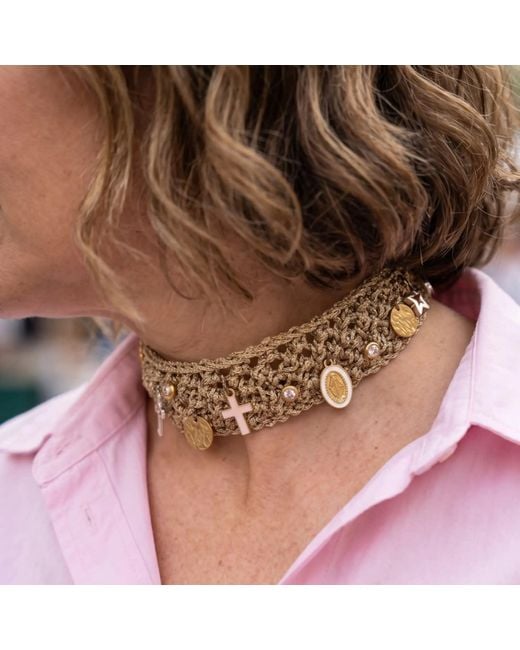 Hilo De Mar Metallic Choker Necklace Sunshine With Charms