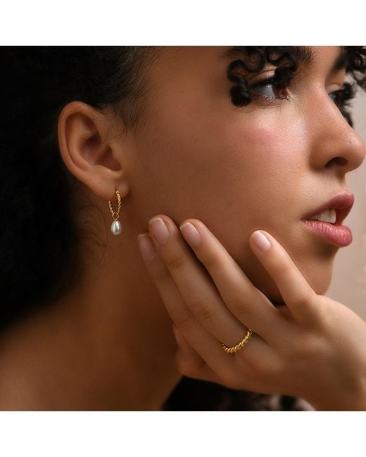 Janus Edinburgh Metallic Vermeil Pearl Cycles Of Hope Huggie Hoop Detachable Earrings