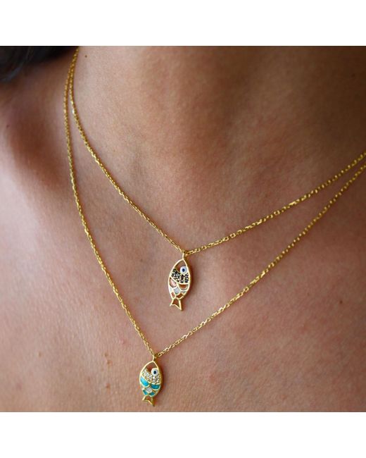 1610Istanbul Metallic Fish Swarovski Necklace