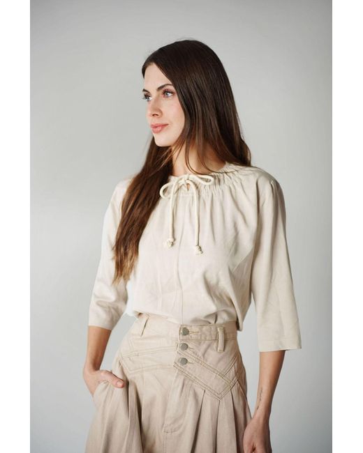 Lou&Up (Formerly Loup Clothing) Natural Neutrals Sand Drawstring Top