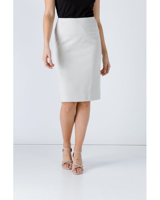 Conquista White Neutrals Cream Pencil Skirt By Fashion