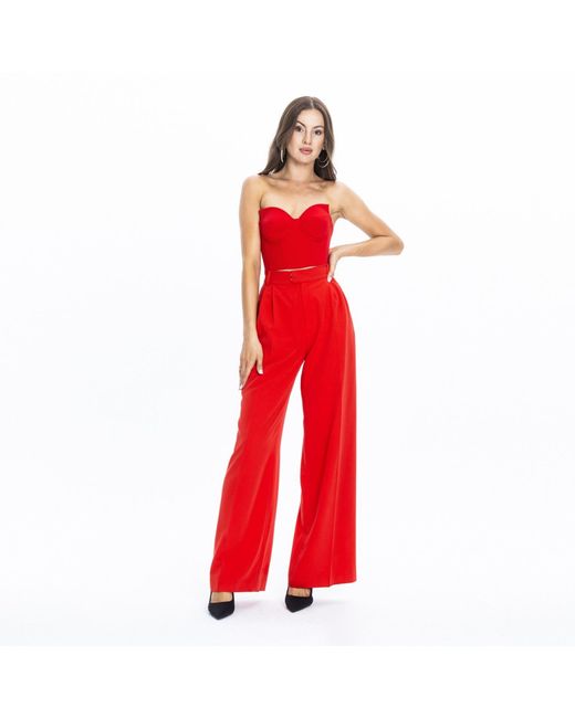 Angelika Jozefczyk Red High-Waisted Wide-Leg Trousers Sanremo