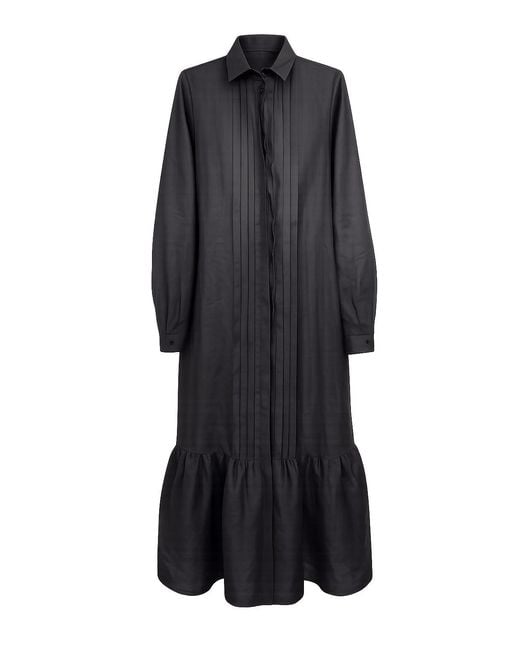Exquise Black Venus Long Sleeve Linen Shirt Dress