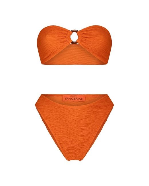 Maison Tangerine Orange Santorini Crinkle Swimsuit Bikini