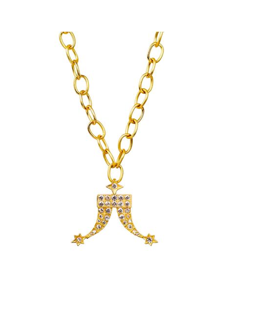 Lila Rasa Metallic Amulet Necklace Tiger Tooth Czs Fortune Pendant