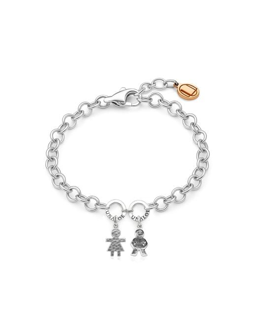 Unaloe Metallic Stering Bracelet With Two Baby Charms