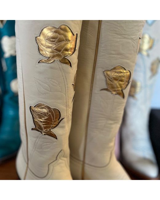 Fraulein Boot Company White San Antonio Rose Cowboy Boot