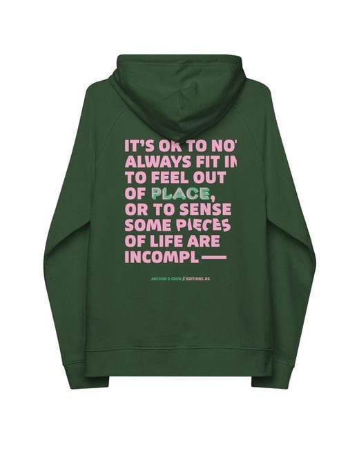 Anchor and Crew Green Bottle Five It's Ok Editions Organic Cotton Hoodie for men
