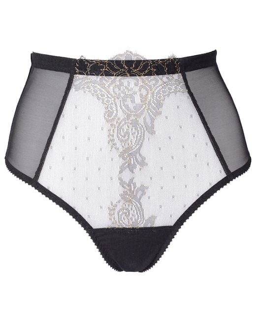 Something Wicked Black Arabella Sheer Lace High Waisted Thong