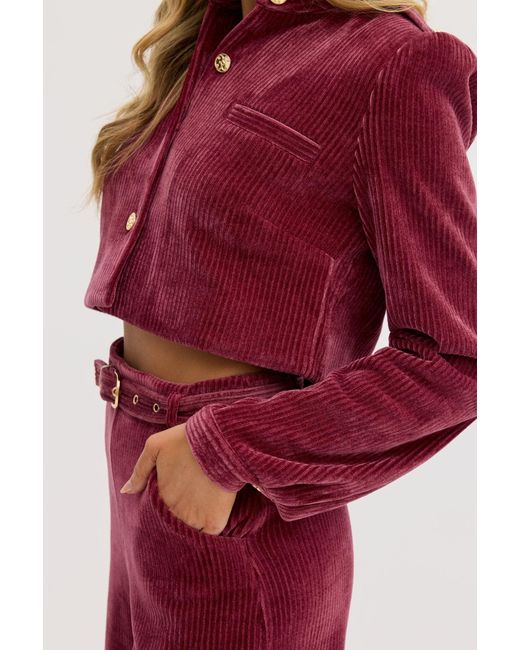 Why Mary Red Lucia Cropped Corduroy Jacket