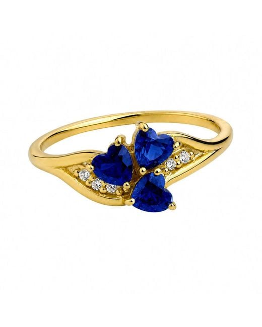 Belinda Jewelz Blue Sapphire Triple Heart Cluster Birthstone Ring