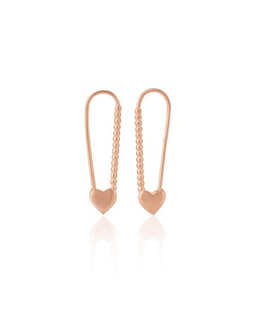 Spero London Pink Heart Beaded Safety Pin Sterling Earring